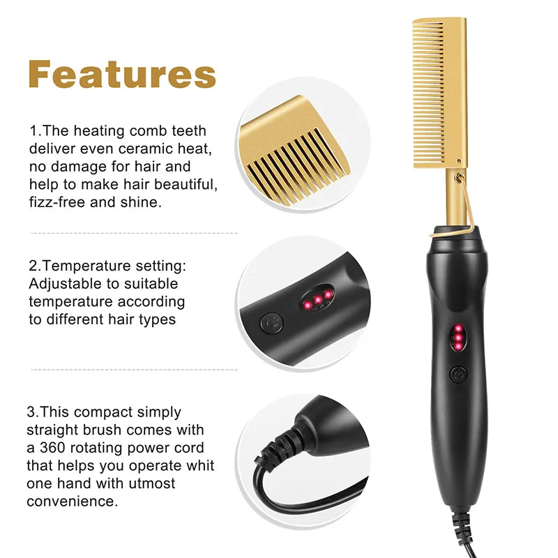 Electric Heating Hair Straightener Comb