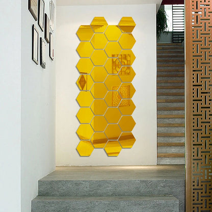 Hexagon 3D Mirror Wall Sticker