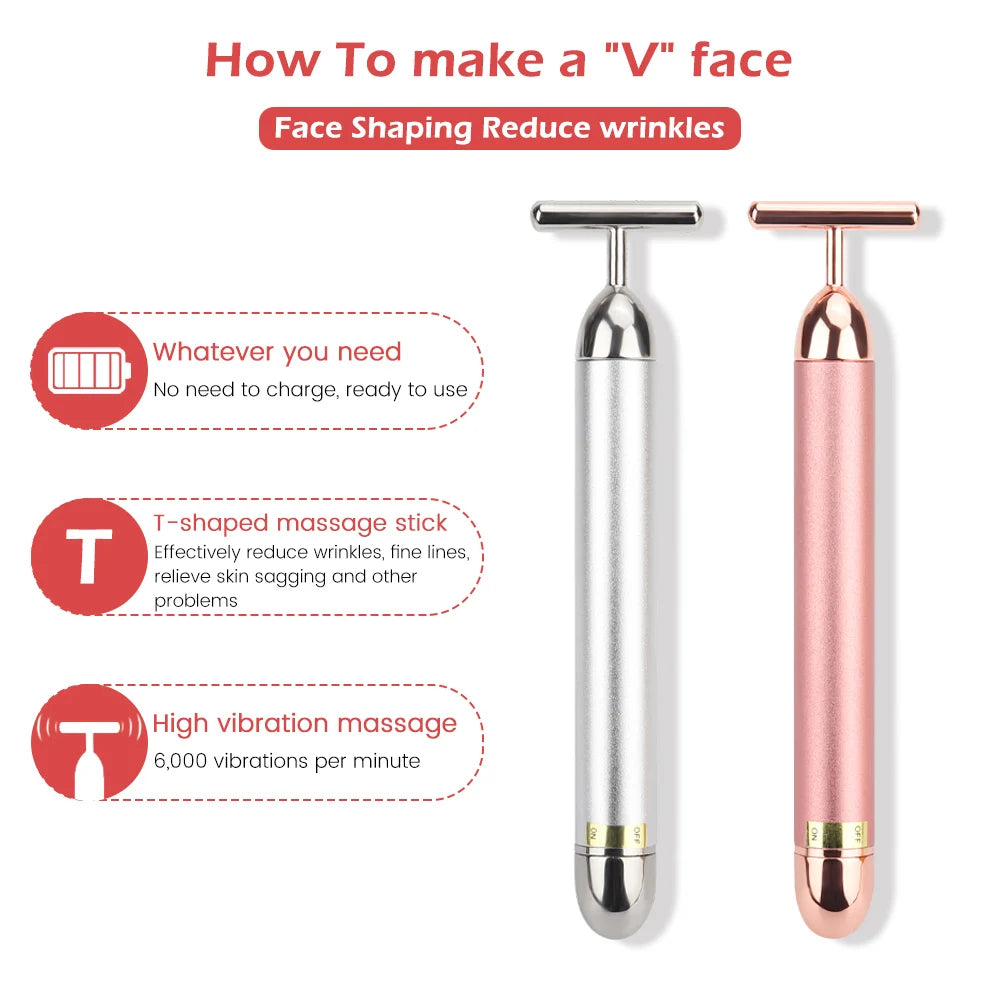 T Shape Vibrating Roller Face Massager