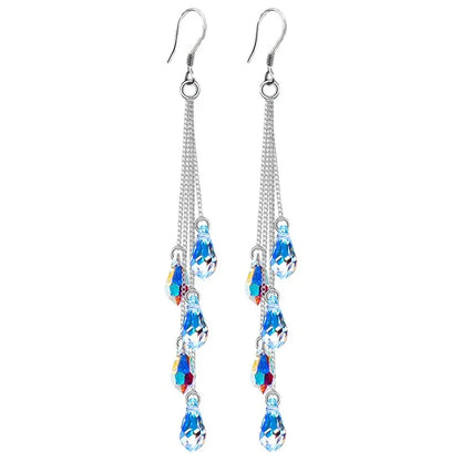 Fashion Crystal Water Drop Tassel Earrings