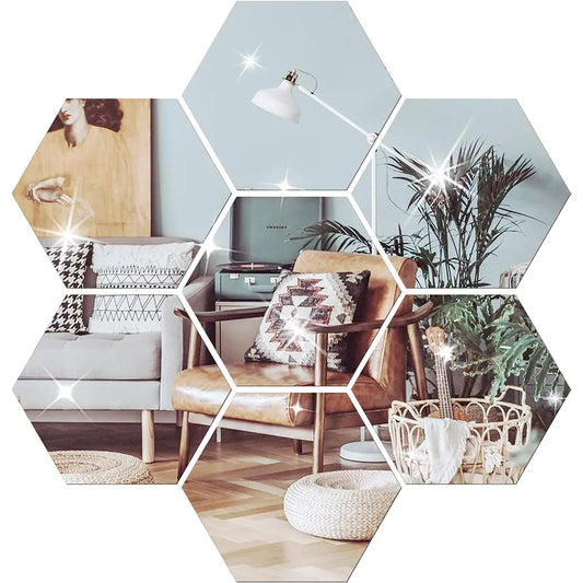 Hexagon 3D Mirror Wall Sticker