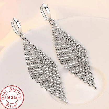 New 925 Sterling Silver Long Earrings