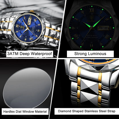 Waterproof Luminous Date Week Watches