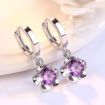 Pattern Purple White Zircon Earrings