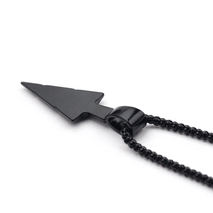 Men Black Long Arrow Pendant Necklace