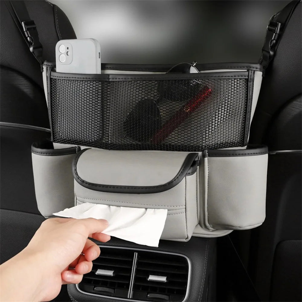 Leather Car Seat Middle Hanger Storage Bag