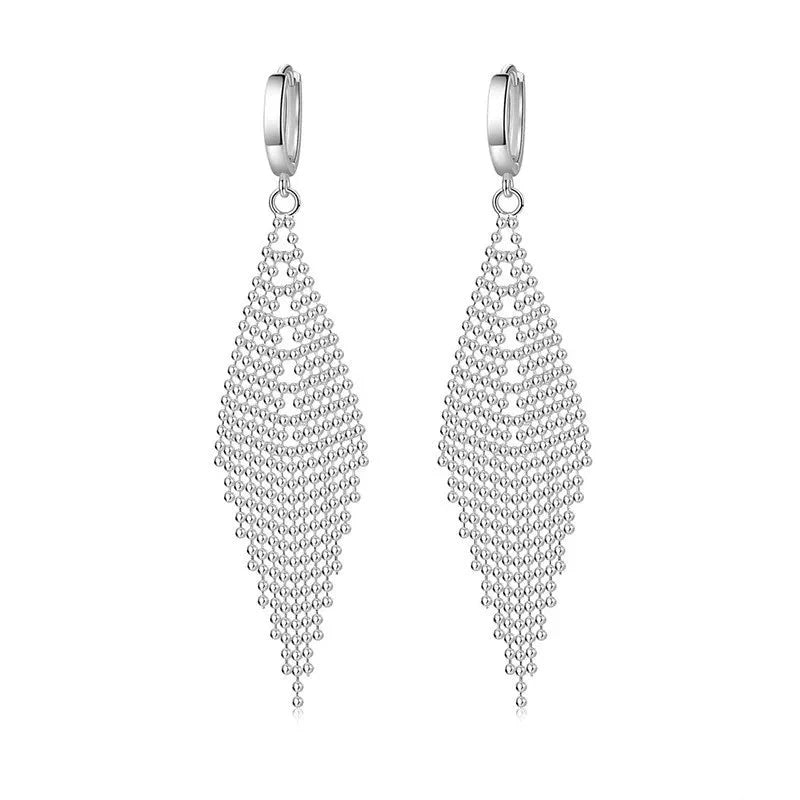 New 925 Sterling Silver Long Earrings