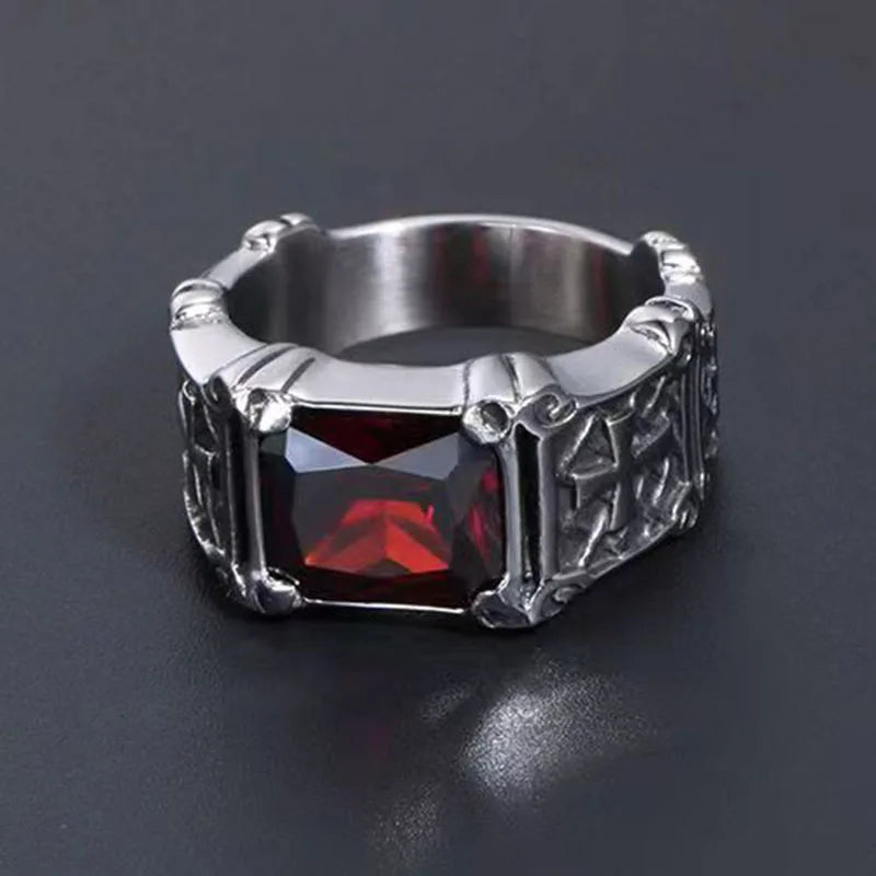 Retro Domineering Inlaid Ruby Ring