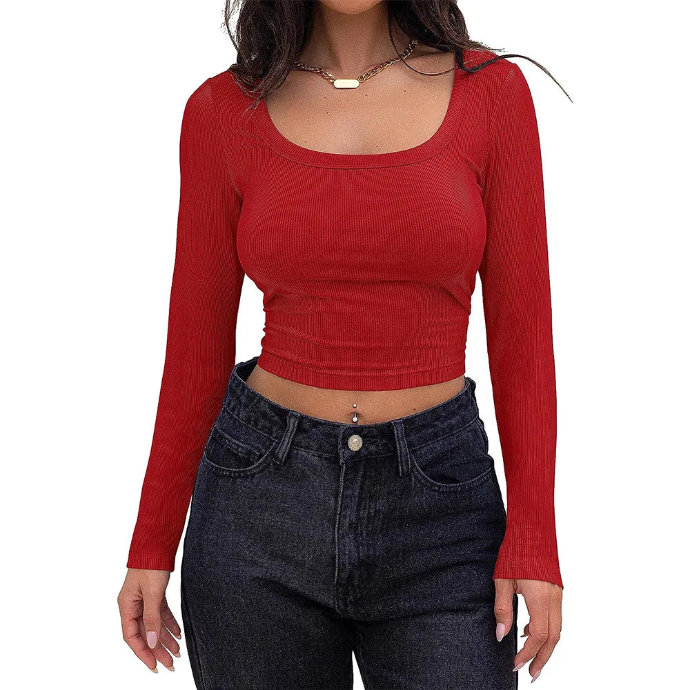 Women's Long Sleeve Crop Top T-Shirt