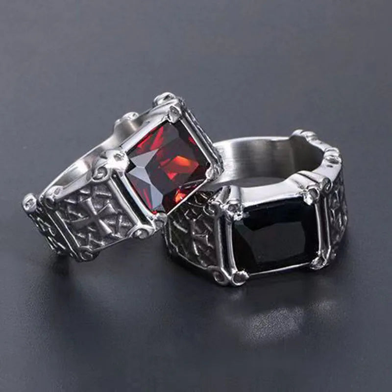 Retro Domineering Inlaid Ruby Ring