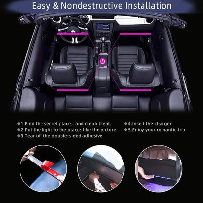 Car Interior Ambient Foot Strip Light Kit