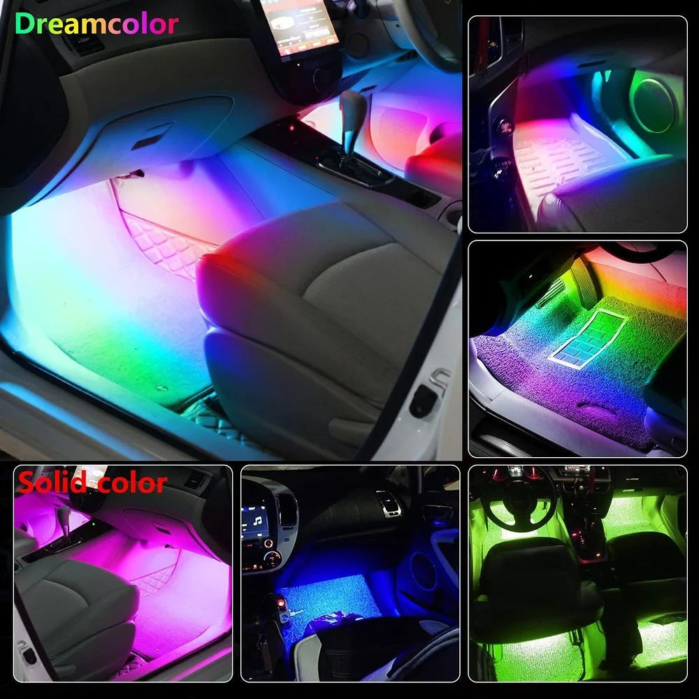 Car Interior Ambient Foot Strip Light Kit