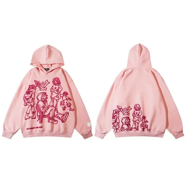 Men Streetwear Pink Hoodie Sweatshirt